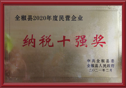 全椒縣2020年度民營企業(yè)納稅十強(qiáng)